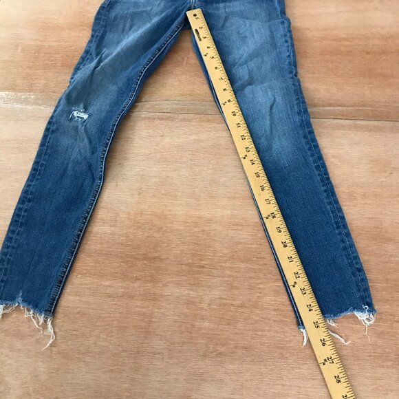 Rag & Bone Cate Mid Rise Ankle skinny Jeans Women size 24 Blue Distress Raw Hem - Picture 8 of 14